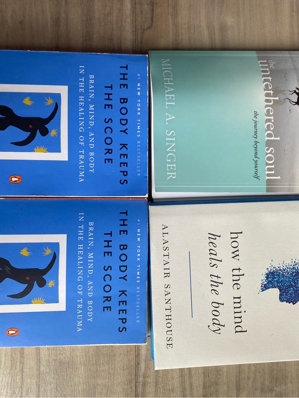 Set of 4 Wellness Books in Blue, Teal, and Cream